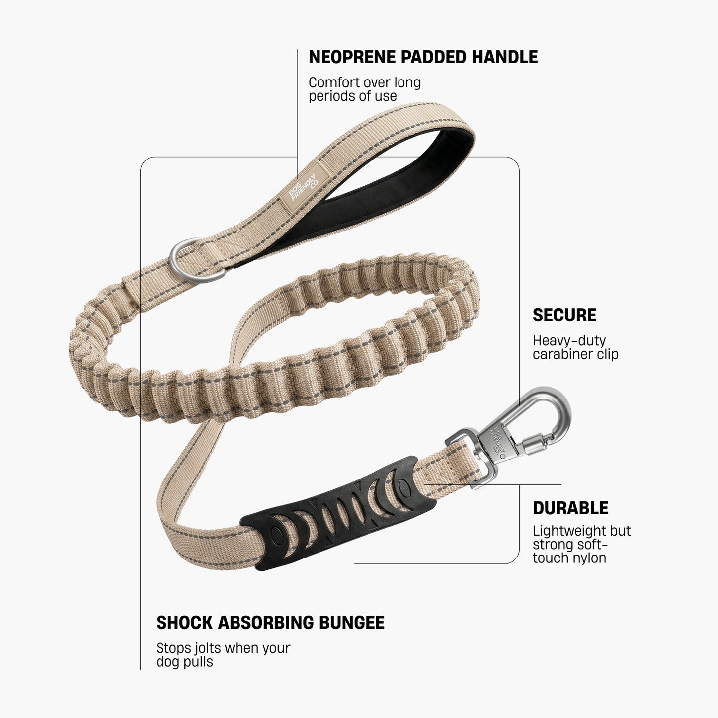 Bungee Dog Leash - Brown