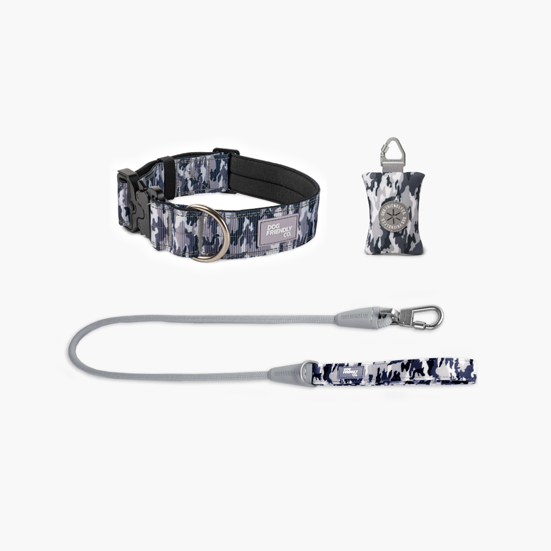 Collar Walk Set - Grey Camo