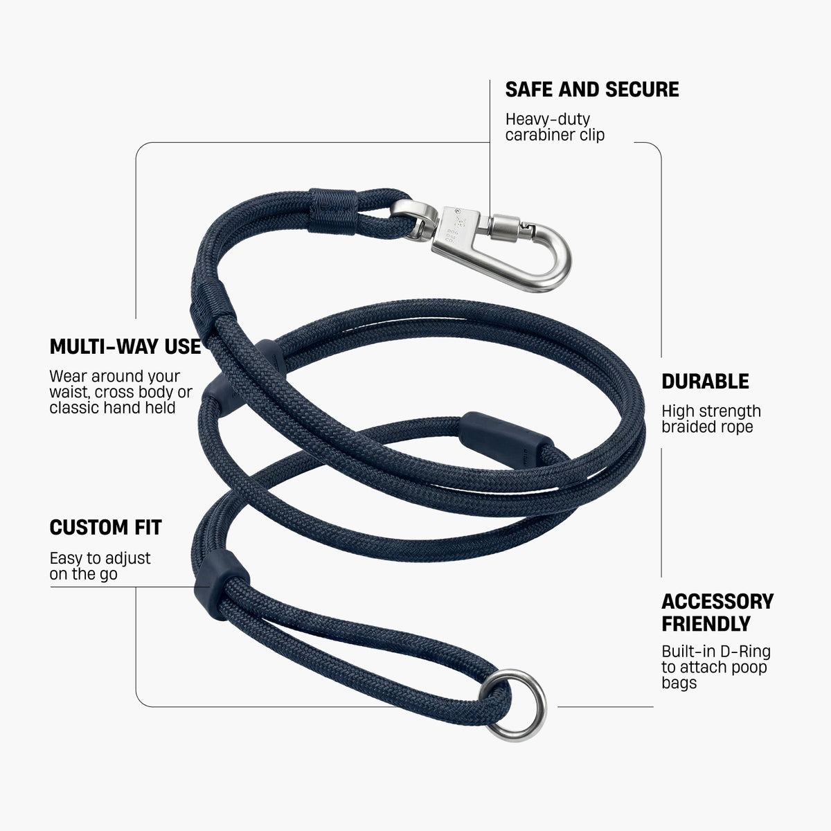 Hands Free Leash - Navy Blue
