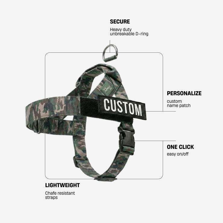 Personalised Dog Harness - Green Camo