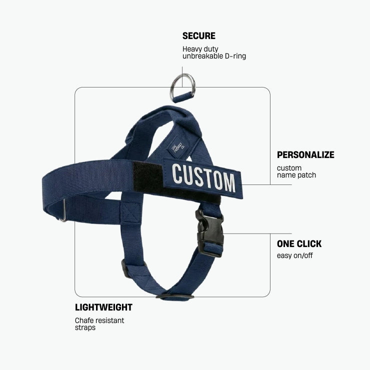 Personalised Dog Harness - Navy Blue