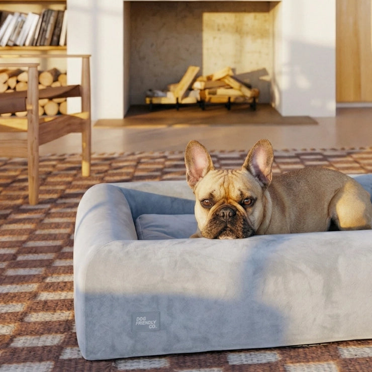 Velvet Easy Fit Dog Bed Cover - Grey