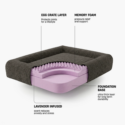Premium Orthopedic Memory Foam Dog Bed - Brown Bouclé (Small) (LP)