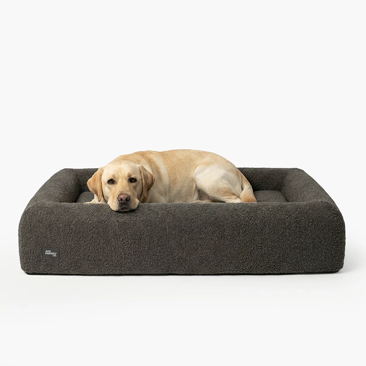 Premium Orthopedic Memory Foam Dog Bed - Brown Bouclé (Medium)