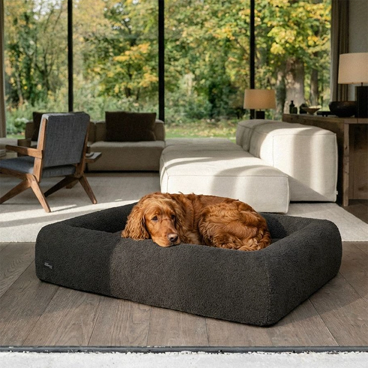 Premium Orthopedic Memory Foam Dog Bed - Brown Bouclé (Small)
