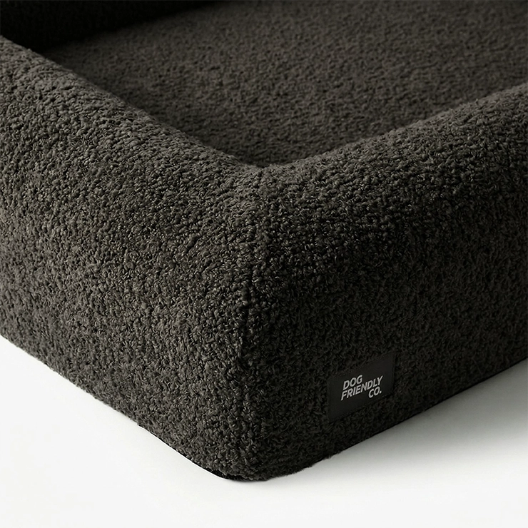 Premium Orthopedic Memory Foam Dog Bed - Brown Bouclé (Medium)