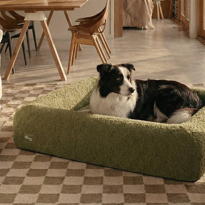 Premium Orthopedic Memory Foam Dog Bed - Green Bouclé (Small) (LP)