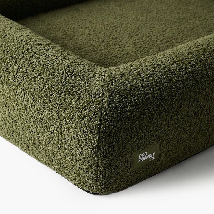 Premium Orthopedic Memory Foam Dog Bed - Green Bouclé (Medium)