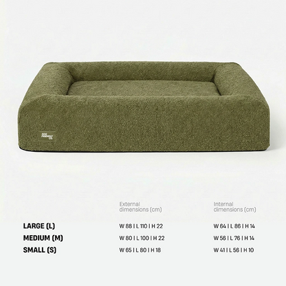 Premium Orthopedic Memory Foam Dog Bed - Green Bouclé (Small) (LP)