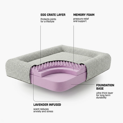 Premium Orthopedic Memory Foam Dog Bed - Grey Bouclé (Small) (LP)