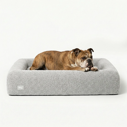 Premium Orthopedic Memory Foam Dog Bed - Grey Bouclé (Medium)