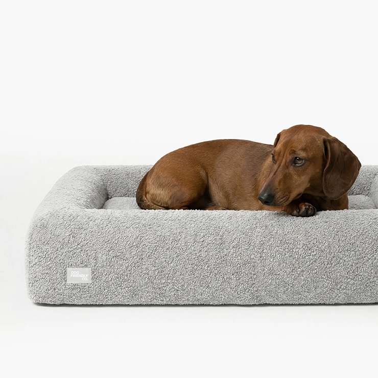 Premium Orthopedic Memory Foam Dog Bed - Grey Bouclé (Large)