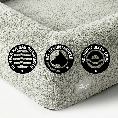 Premium Orthopedic Memory Foam Dog Bed - Grey Bouclé (Large) (Preorder)