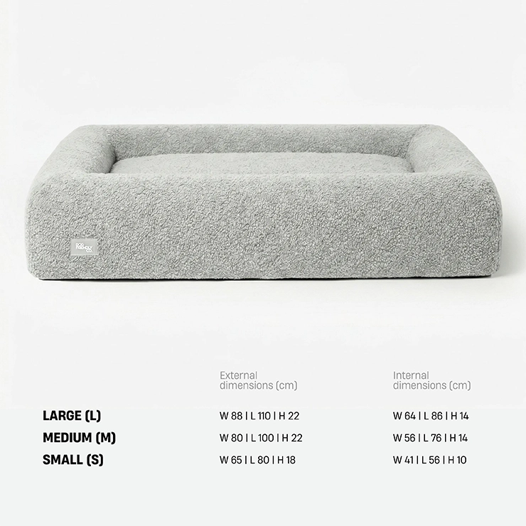 Premium Orthopedic Memory Foam Dog Bed - Grey Bouclé (Large)