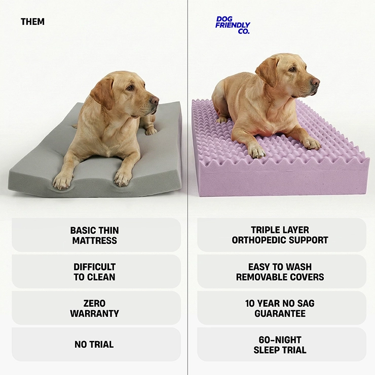 Premium Orthopedic Memory Foam Dog Bed - Grey (Small)