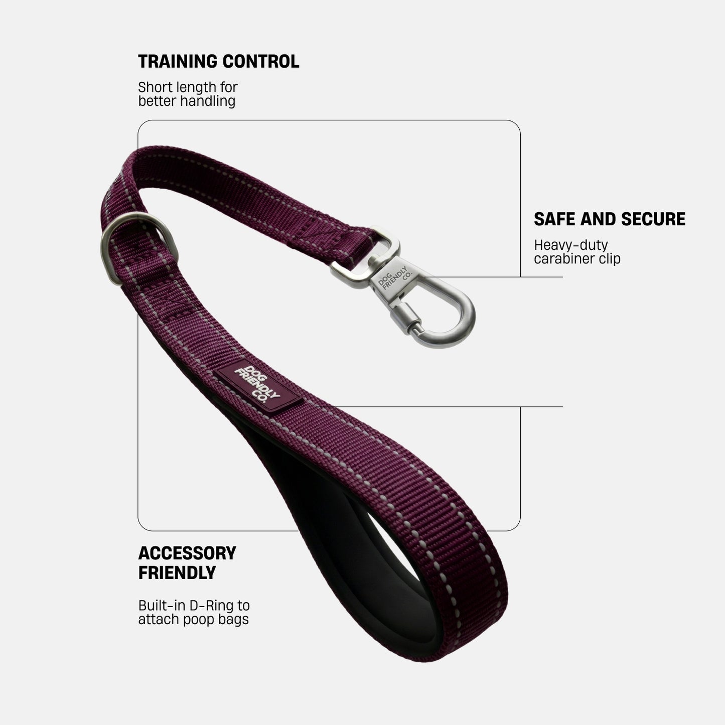 Short Trainer Dog Leash - Burgundy